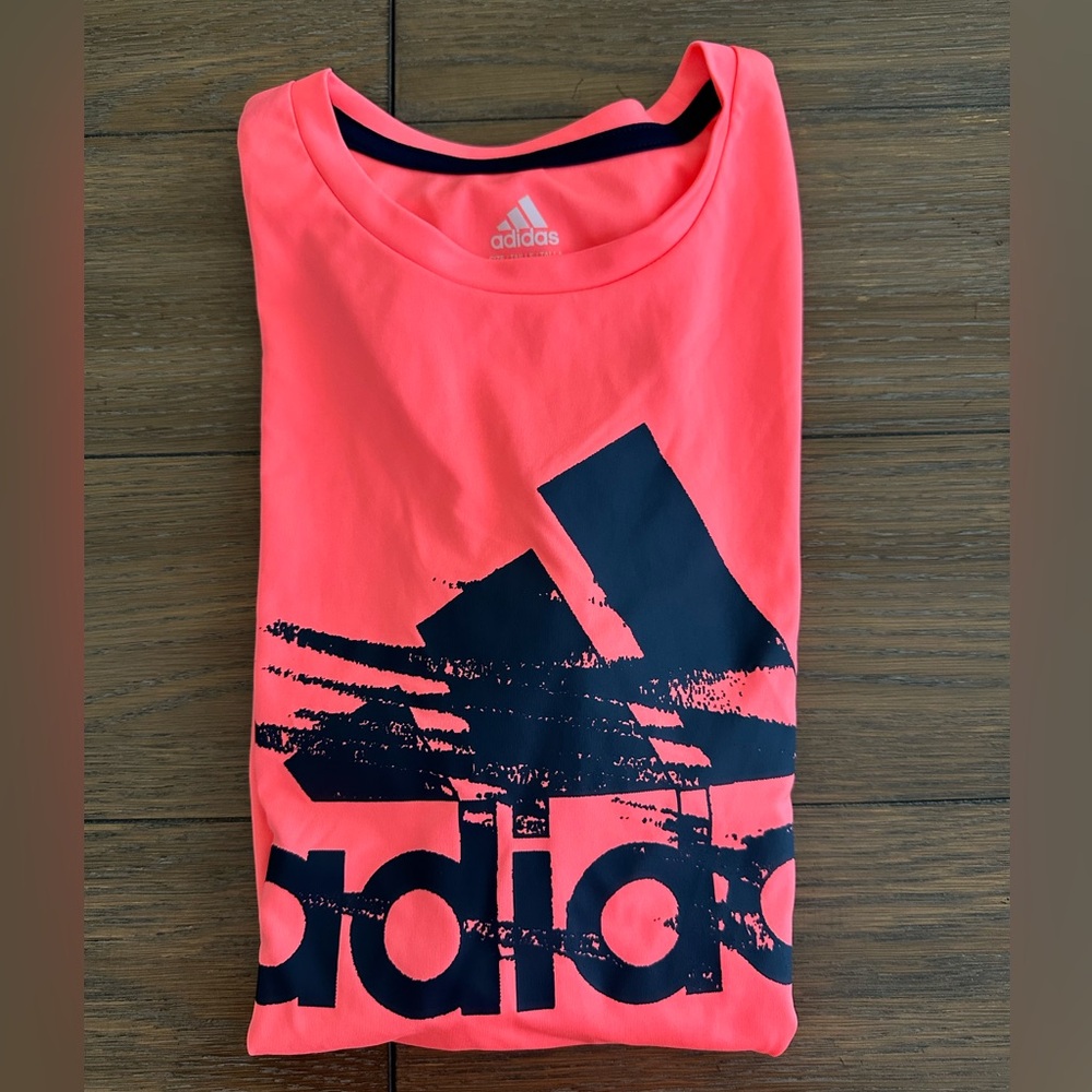 Adidas Kids Coral and Navy Graphic Tee